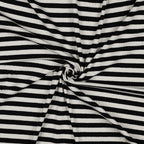 Baumwoll Rippjersey Streifen - schwarz/offwhite