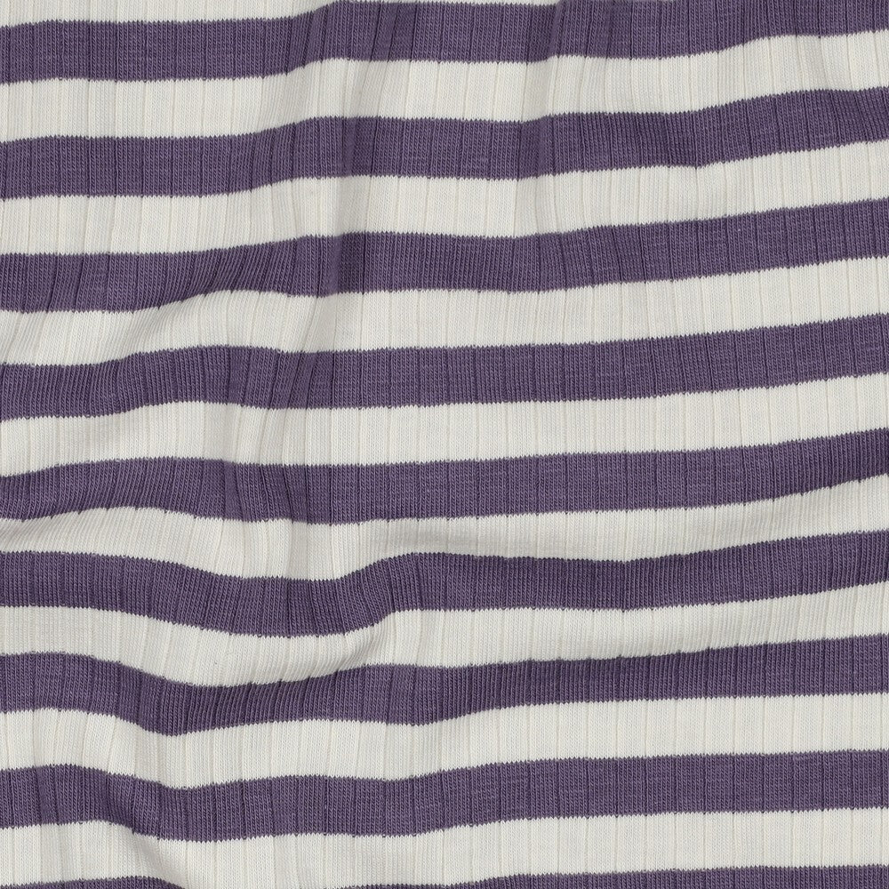 Baumwoll Rippjersey Streifen - grape/offwhite