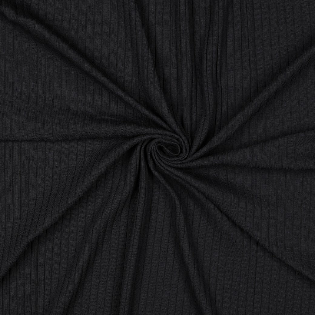 Rippjersey weich - schwarz