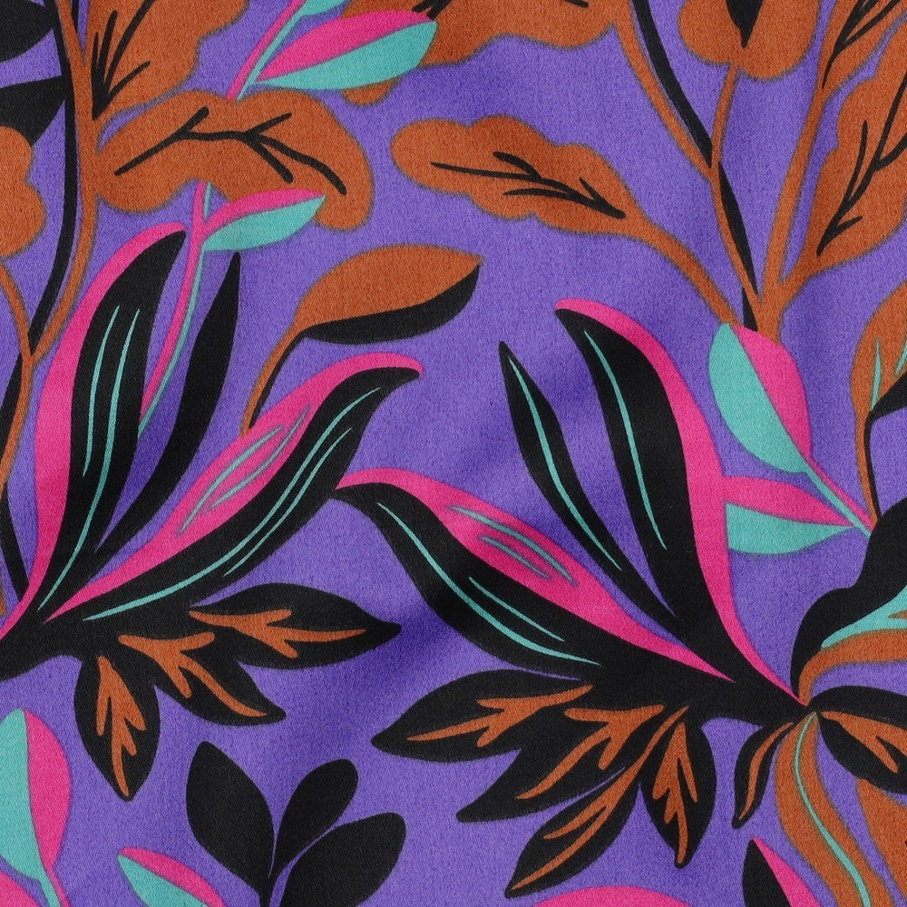 Baumwoll Satin Nerida Hansen - Lush Leaves purple *Videovorstellung*