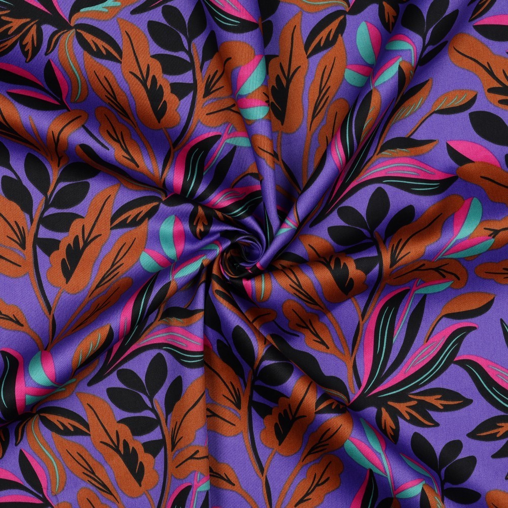 Baumwoll Satin Nerida Hansen - Lush Leaves purple *Videovorstellung*