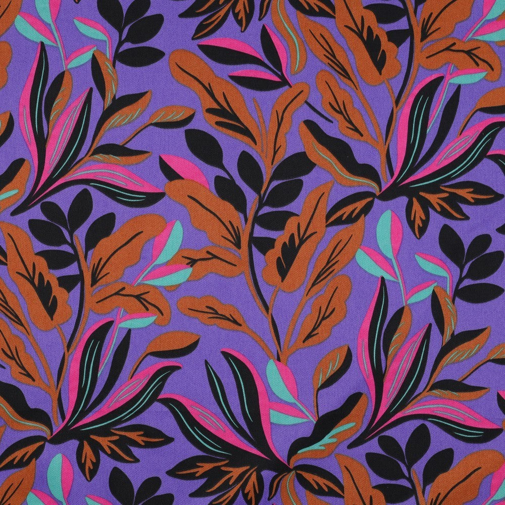 Baumwoll Satin Nerida Hansen - Lush Leaves purple *Videovorstellung*