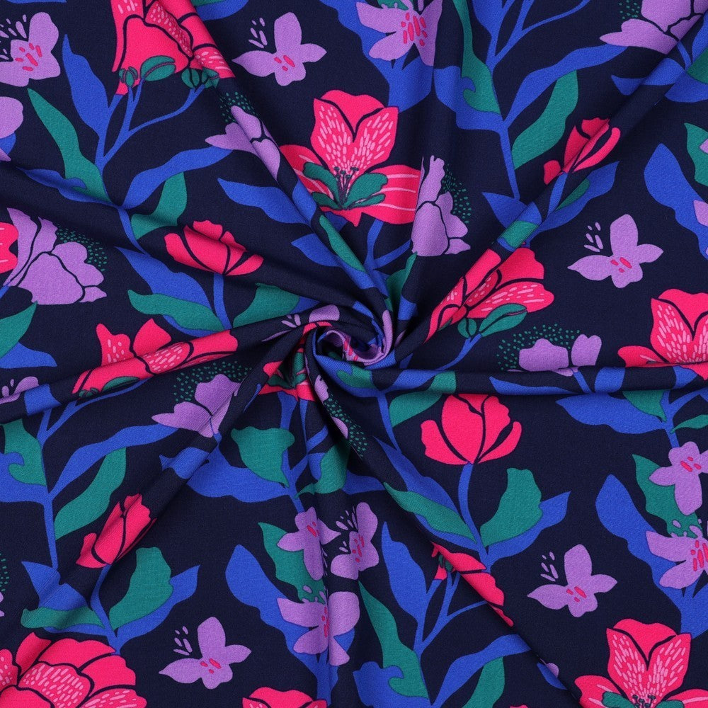 Viskose Nerida Hansen - Amira Floral dunkelblau *Videovorstellung*