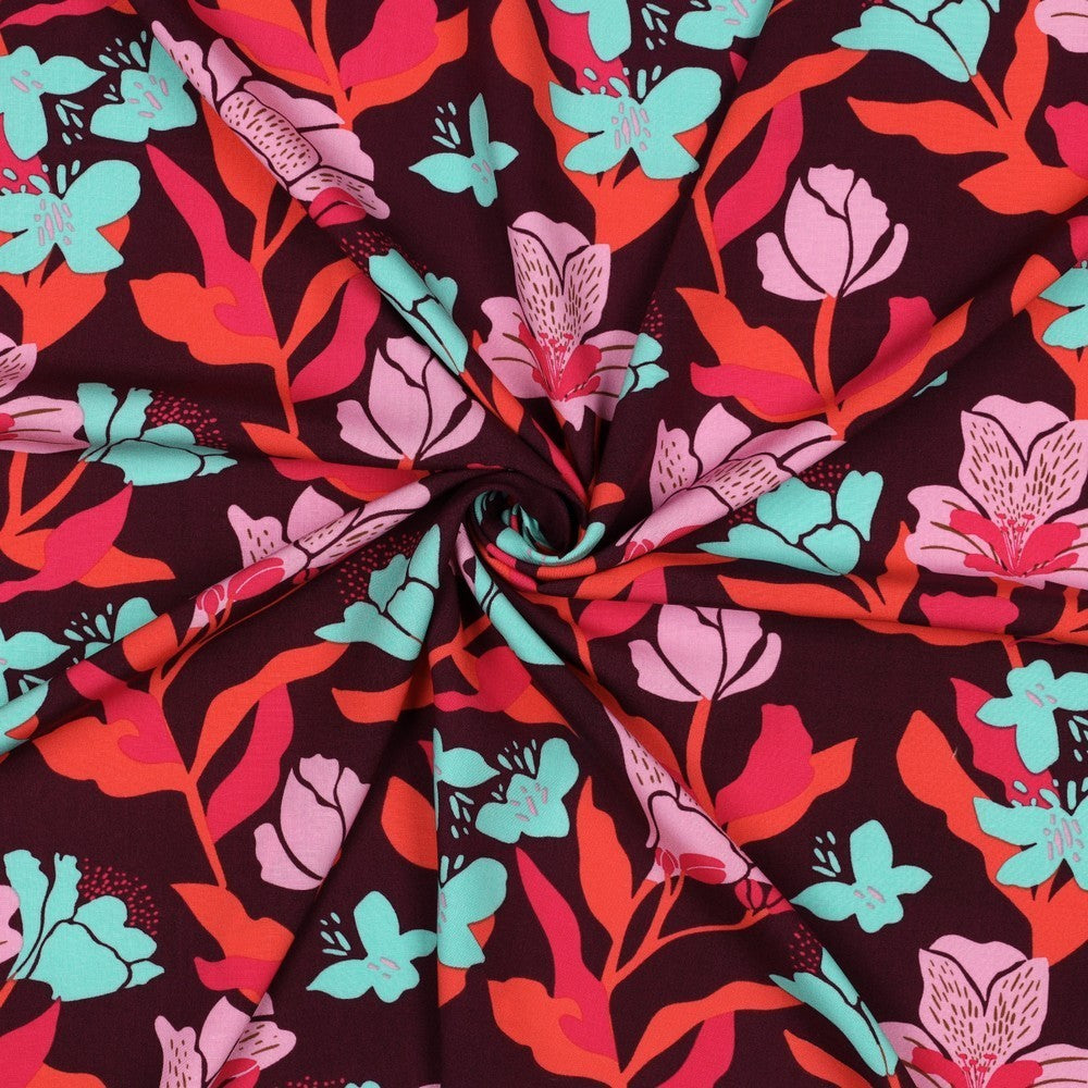 Viskose Nerida Hansen - Amira Floral bordeaux *Videovorstellung*