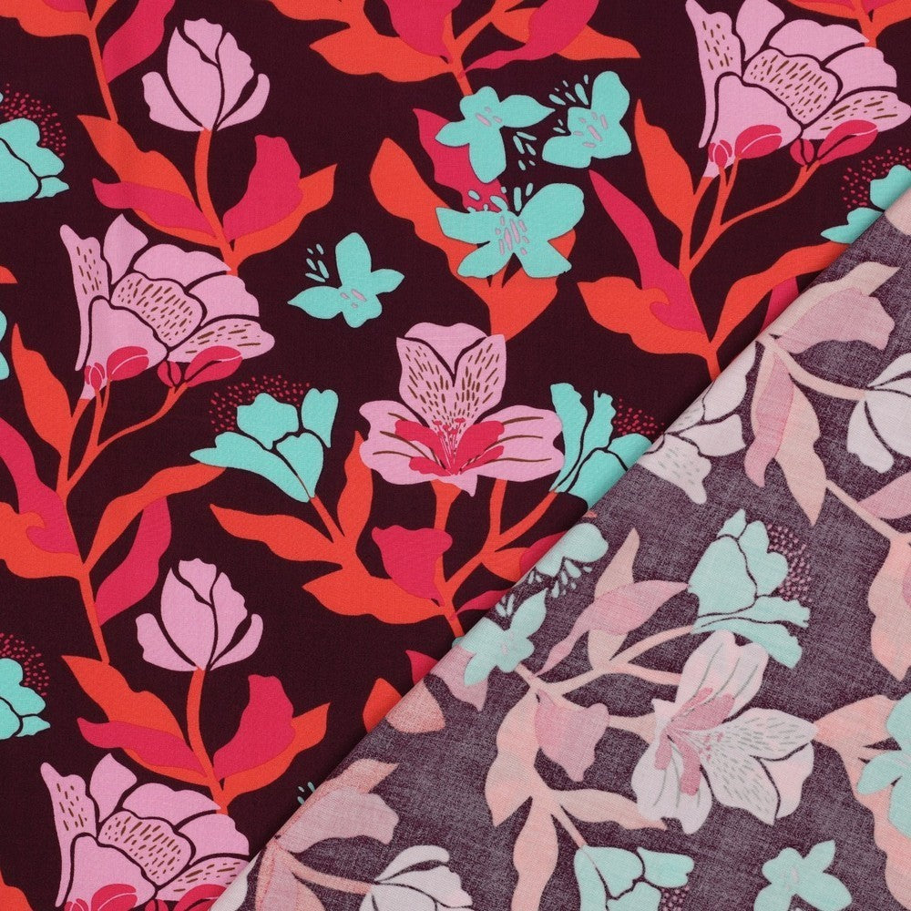 Viskose Nerida Hansen - Amira Floral bordeaux *Videovorstellung*