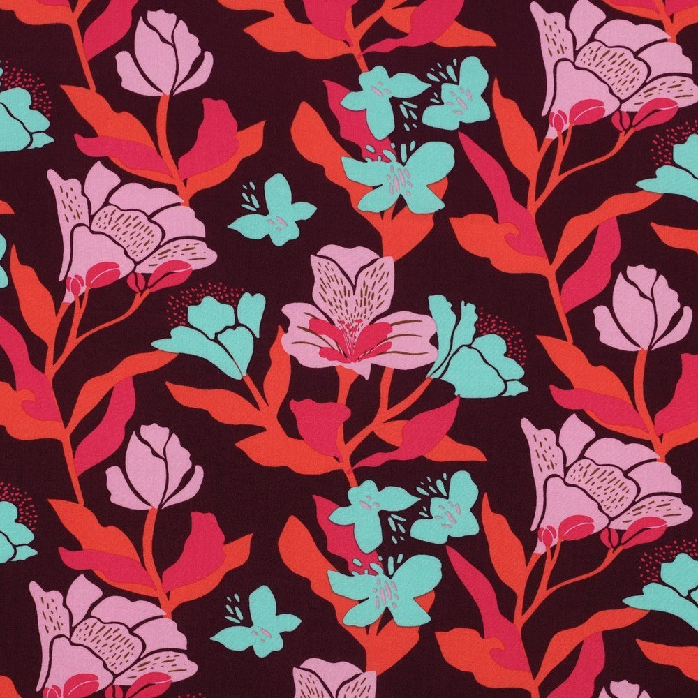 Viskose Nerida Hansen - Amira Floral bordeaux *Videovorstellung*