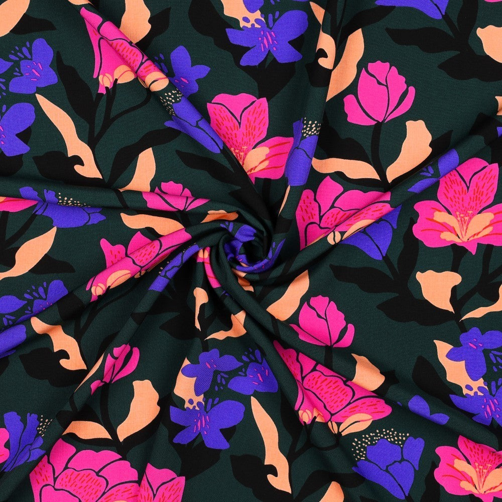 Viskose Nerida Hansen - Amira Floral tannengrün *Videovorstellung*