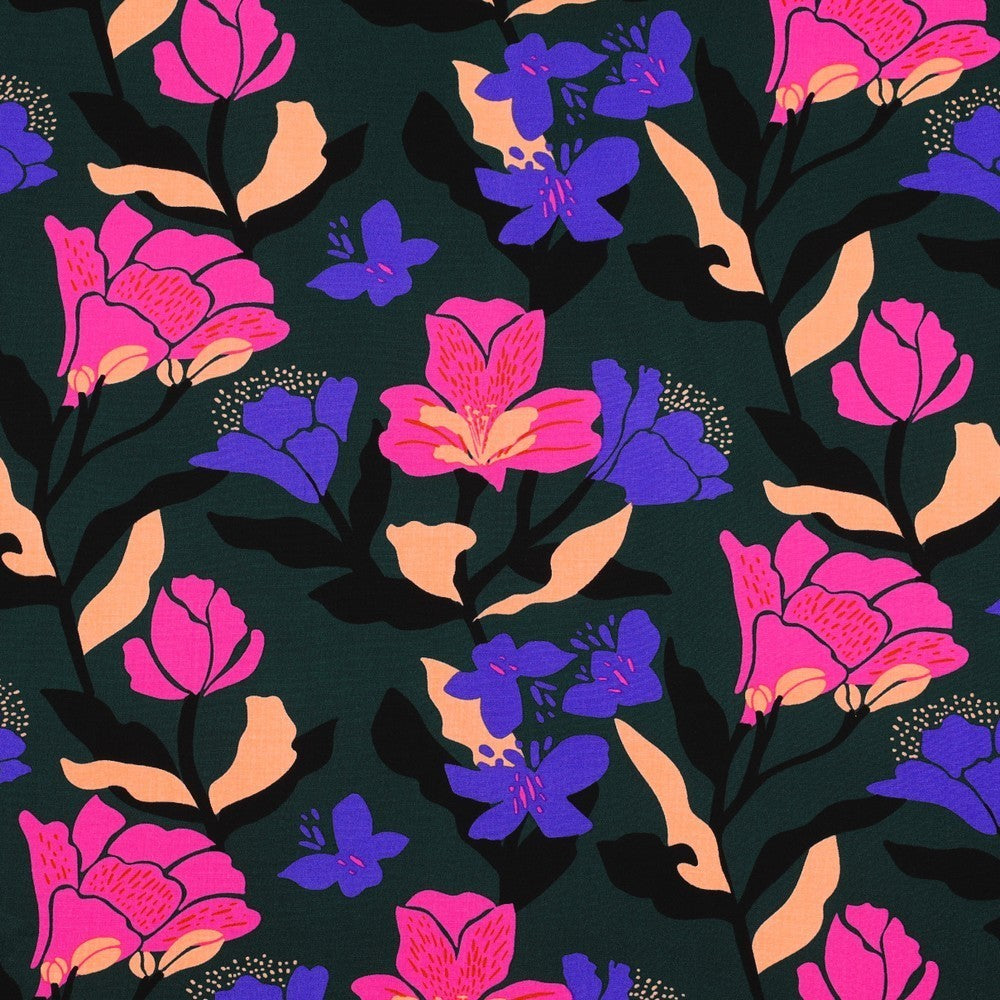 Viskose Nerida Hansen - Amira Floral tannengrün *Videovorstellung*