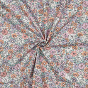 Baumwoll Popeline "fine flowers" - sand