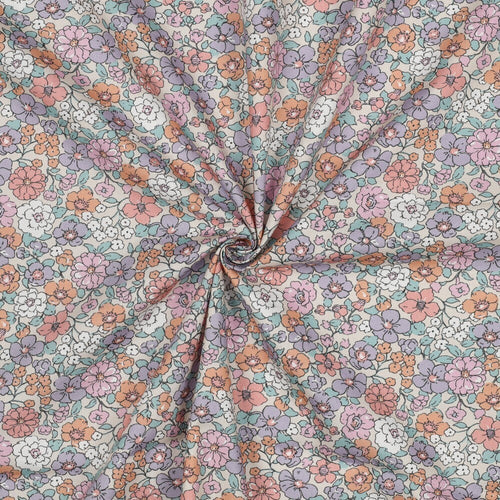 Baumwoll Popeline "fine flowers" - sand