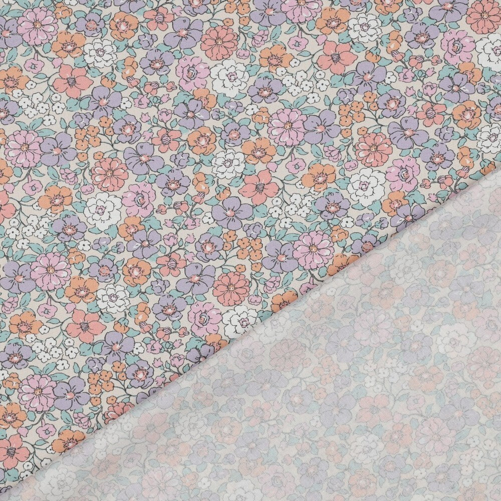 Baumwoll Popeline "fine flowers" - sand