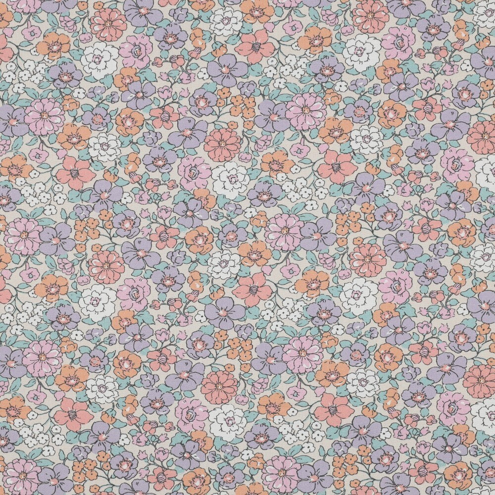 Baumwoll Popeline "fine flowers" - sand