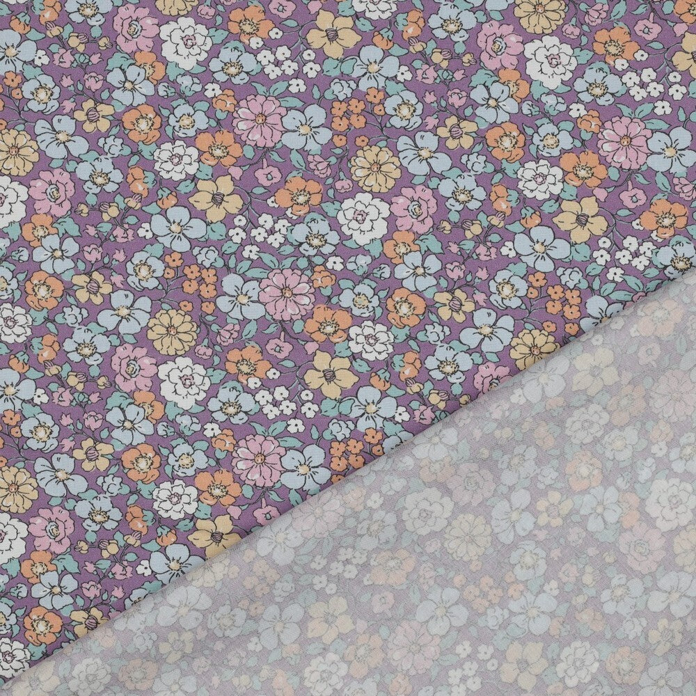 Baumwoll Popeline "fine flowers" - flieder