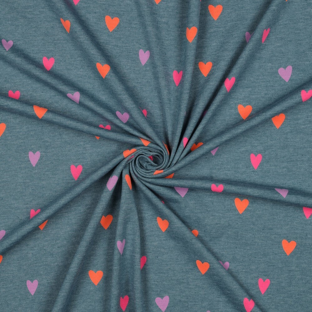 Jersey Herzen - smoke blue melange *Videovorstellung*