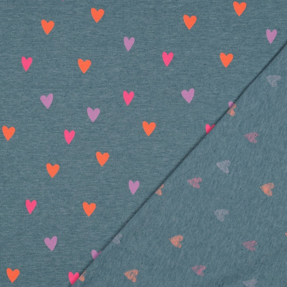 Jersey Herzen - smoke blue melange *Videovorstellung*