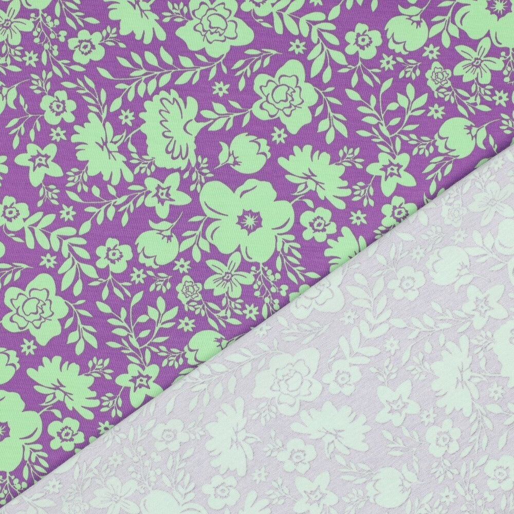 Jersey "Flowers" - lila/grün