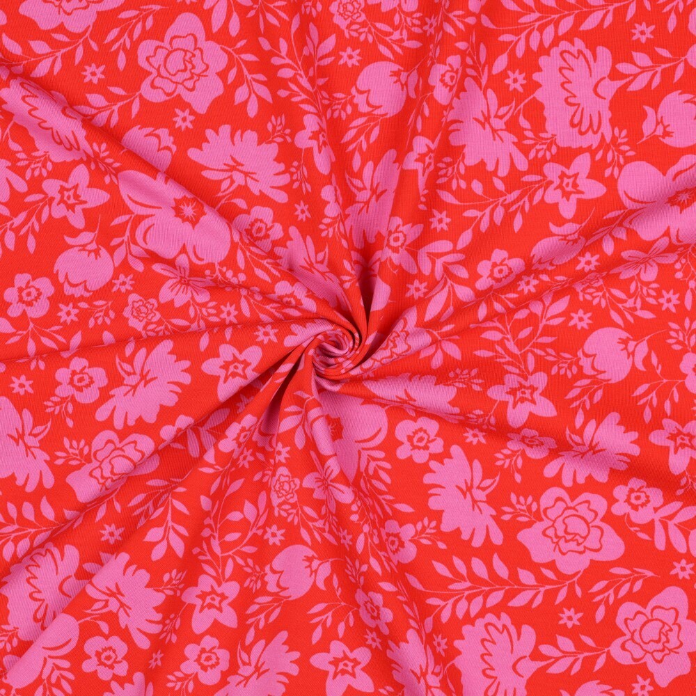 Jersey "Flowers" - rot/pink