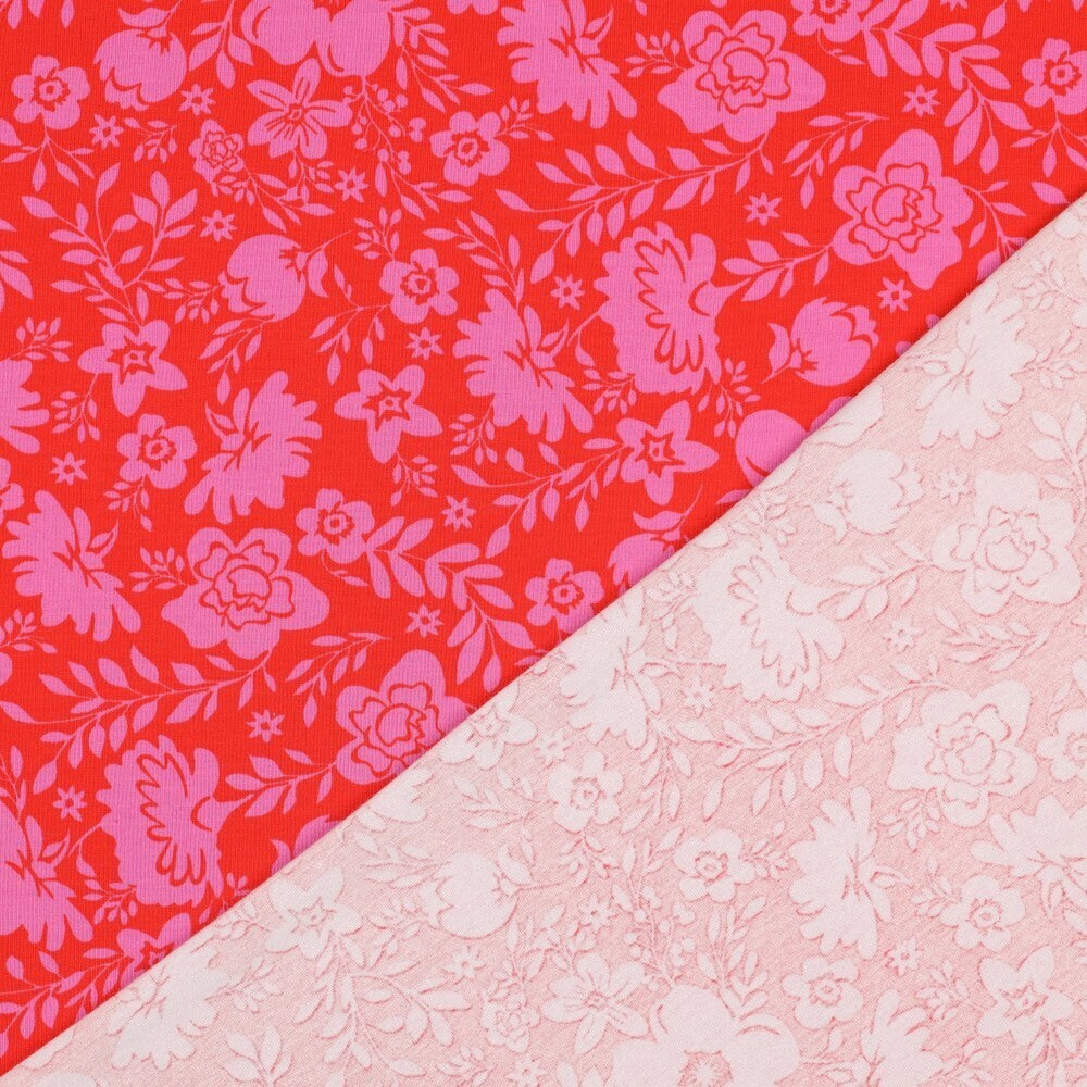 Jersey "Flowers" - rot/pink