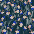 Viskose Foil "Flowers" - petrol