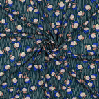 Viskose Foil "Flowers" - petrol