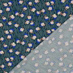 Viskose Foil "Flowers" - petrol