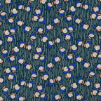 Viskose Foil "Flowers" - petrol