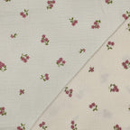 Musselin/Double Gauze Stickerei Blumen - natur