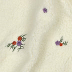 Teddystrick mit Blumen-Stickerei - ecru