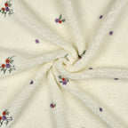 Teddystrick mit Blumen-Stickerei - ecru