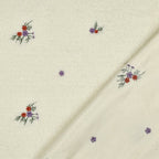 Teddystrick mit Blumen-Stickerei - ecru