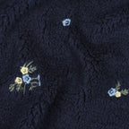 Teddystrick mit Blumen-Stickerei - navy