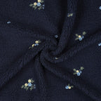 Teddystrick mit Blumen-Stickerei - navy