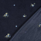 Teddystrick mit Blumen-Stickerei - navy