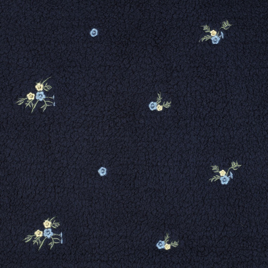 Teddystrick mit Blumen-Stickerei - navy