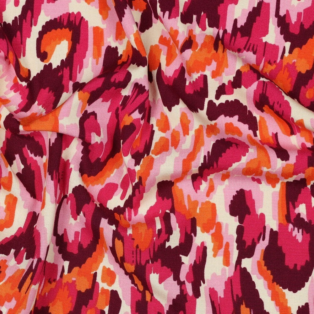 Viskose Stretch "Ikat" - orange/pink