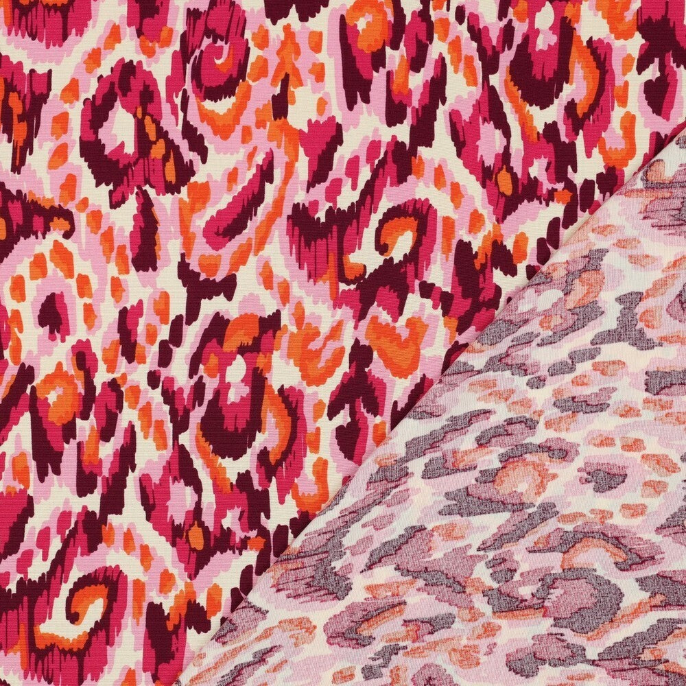 Viskose Stretch "Ikat" - orange/pink