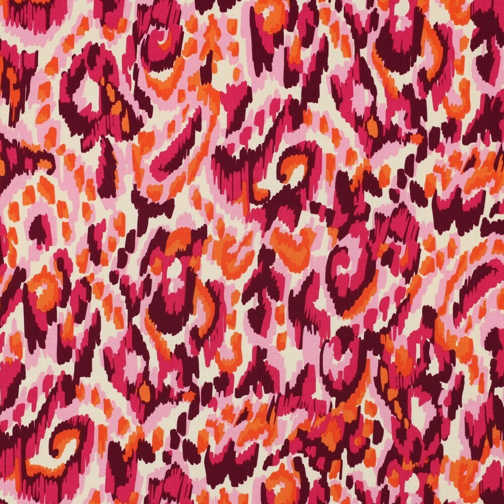 Viskose Stretch "Ikat" - orange/pink