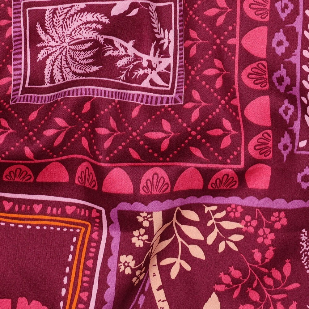 Baumwoll Satin "Patchwork" - bordeaux