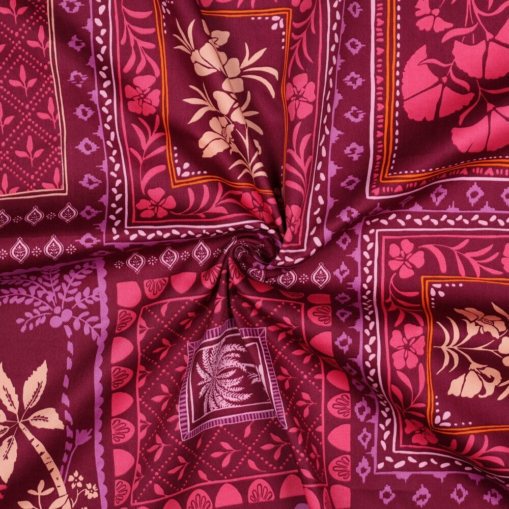 Baumwoll Satin "Patchwork" - bordeaux