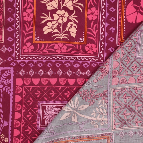 Baumwoll Satin "Patchwork" - bordeaux
