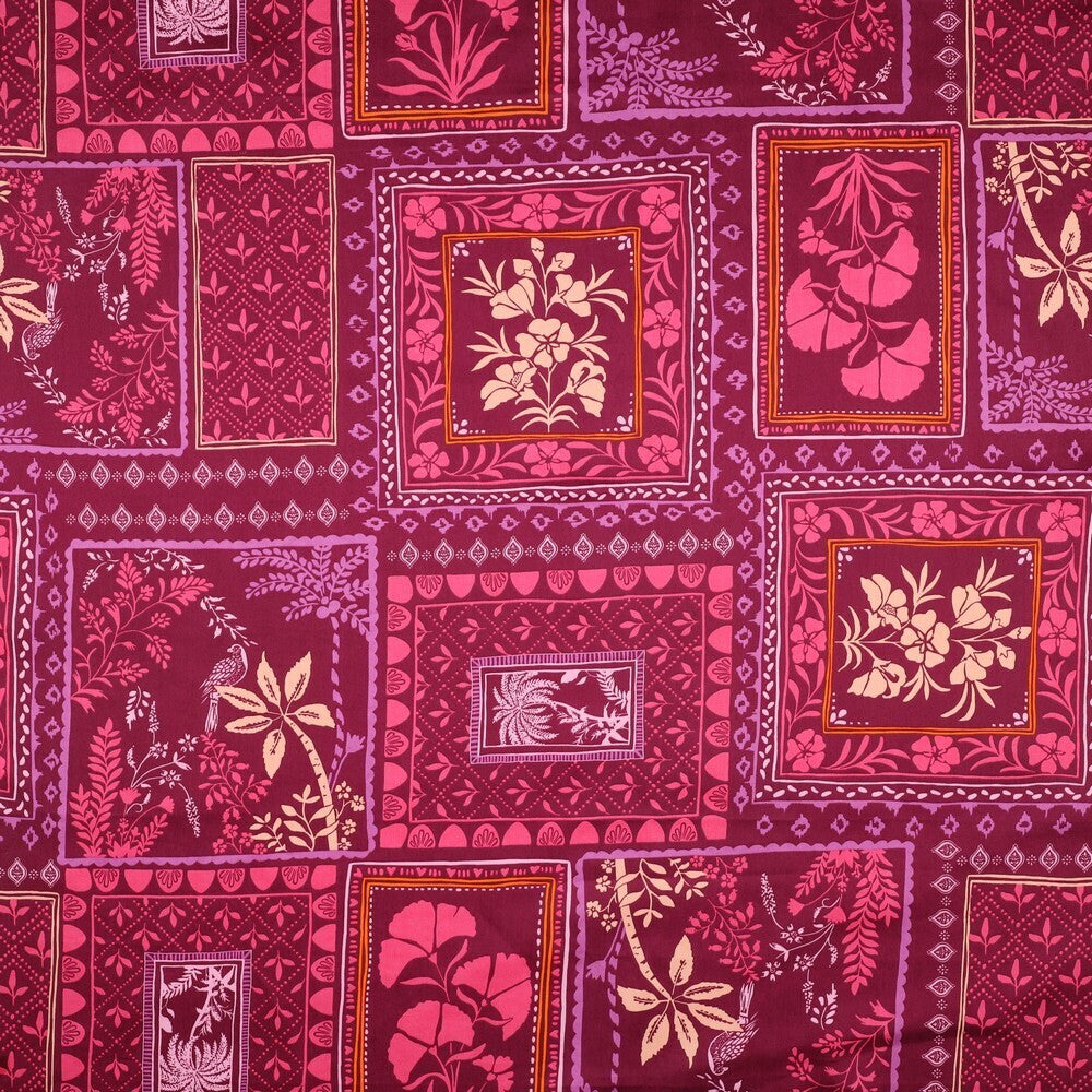 Baumwoll Satin "Patchwork" - bordeaux