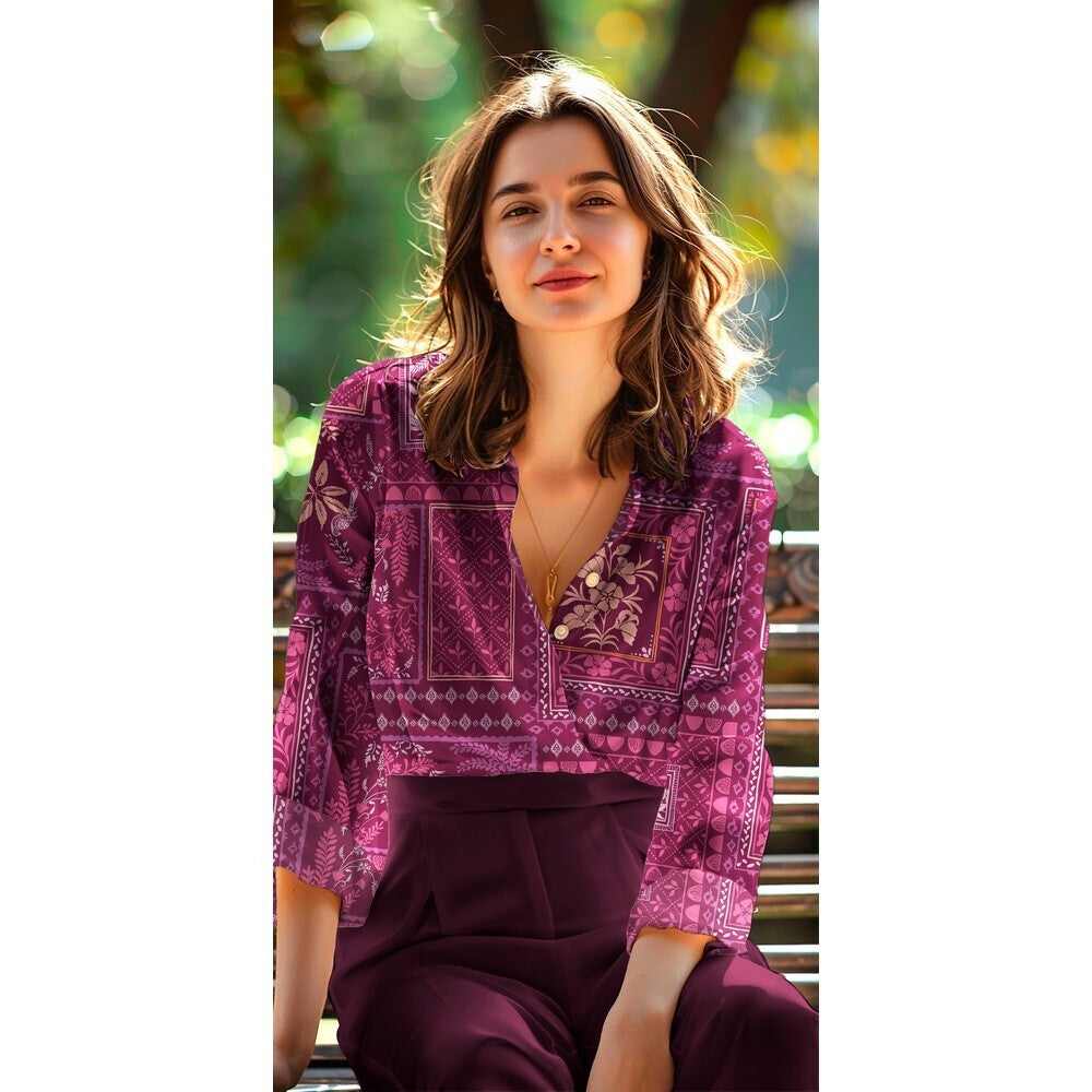 Baumwoll Satin "Patchwork" - bordeaux