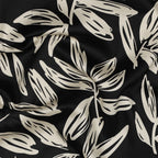 Baumwoll Satin "Leaves" - schwarz