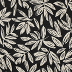 Baumwoll Satin "Leaves" - schwarz