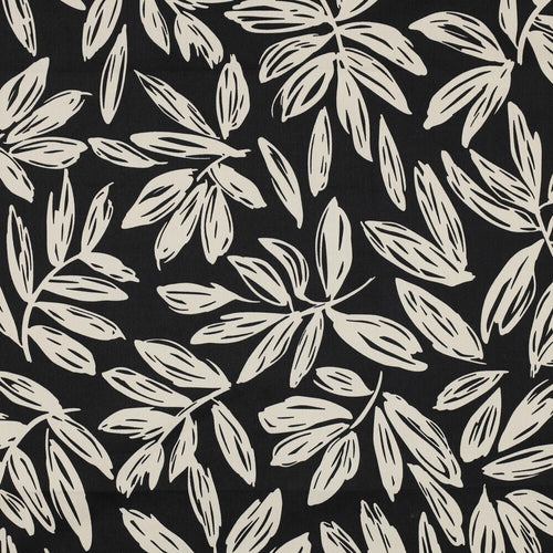 Baumwoll Satin "Leaves" - schwarz