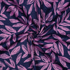 Baumwoll Satin "Leaves" - blau