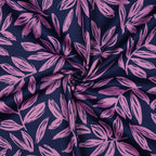 Baumwoll Satin "Leaves" - blau