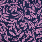 Baumwoll Satin "Leaves" - blau