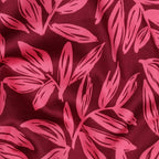 Baumwoll Satin "Leaves" - bordeaux