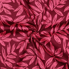 Baumwoll Satin "Leaves" - bordeaux
